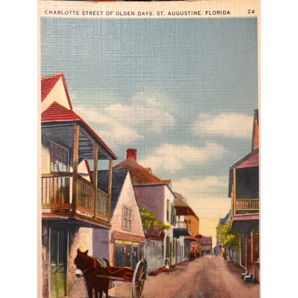 Postcards Charlotte Street Of Olden Days St Augustine Unposted Buildings Vintage - Picture 2 of 5